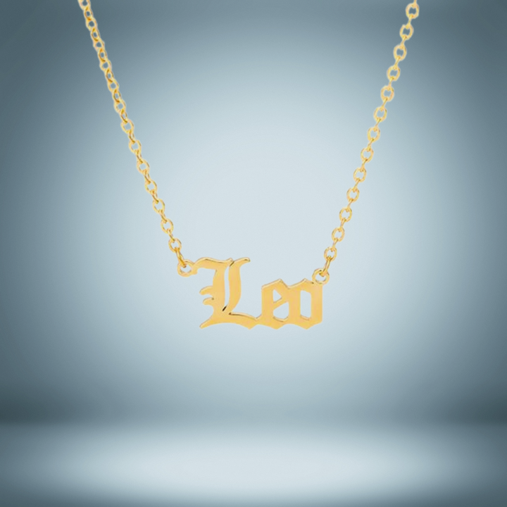 Leo 12 Zodiac Sign Letter Constellations Necklace for Women Men Birthday Gift