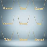 12 Zodiac Sign Letter Constellations Necklace for Women Men Birthday Gift