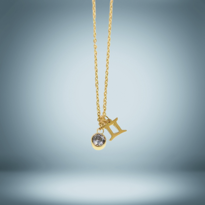 Gemini Constellation Birthstone Pendant Necklace