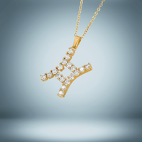 Gemini Gold Diamond-Encrusted Zodiac Sign Necklace