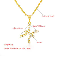 Zodiac Sign 12 Constellation Pendant Necklace for Women Choker Zircon Necklace Fashion Jewelry Birthday Present Bff