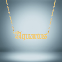 Aquarius 12 Zodiac Sign Letter Constellations Necklace for Women Men Birthday Gift