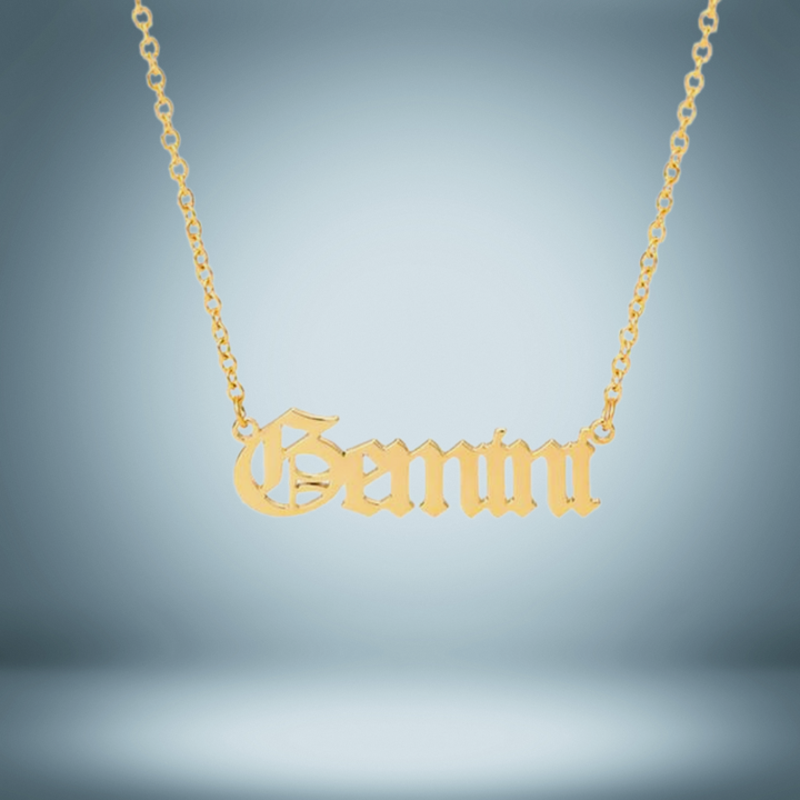 Gemini 12 Zodiac Sign Letter Constellations Necklace for Women Men Birthday Gift