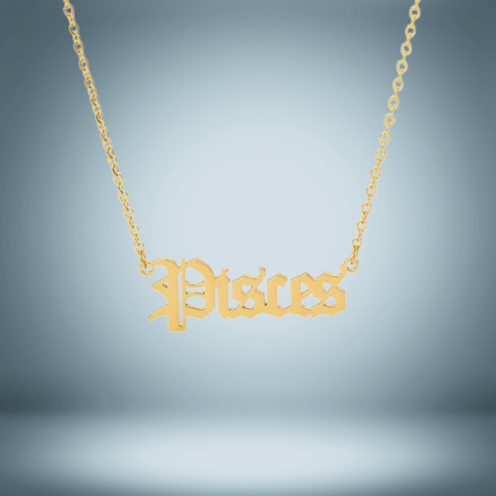 Pisces 12 Zodiac Sign Letter Constellations Necklace for Women Men Birthday Gift