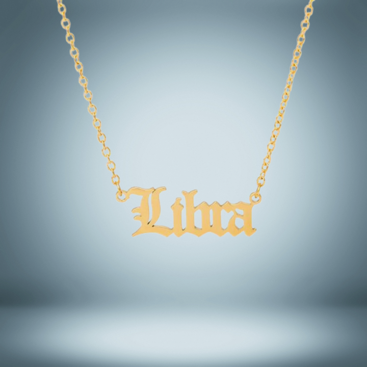 Libra 12 Zodiac Sign Letter Constellations Necklace for Women Men Birthday Gift