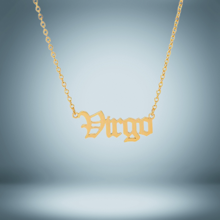 Virgo 12 Zodiac Sign Letter Constellations Necklace for Women Men Birthday Gift