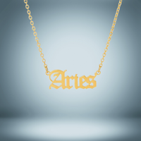 Aries 12 Zodiac Sign Letter Constellations Necklace for Women Men Birthday Gift